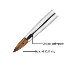Load image into Gallery viewer, CRIMPED Kolinksy Nail Brush Sable Acrylic Brush 8, 10, 12, 14, 16