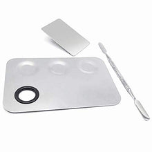 Load image into Gallery viewer, Stainless Steel Cosmetic Palette Makeup Palette, Ring Makeup Mixing Palette W/ spatula
