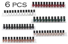 Load image into Gallery viewer, 66-90 Bottles 6 Pack Clear Acrylic Shelf Nail Polish Rack Salon Hanging Wall Display Storage Rack,6 pcs Acrylic Floating Wall Mount