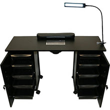 Load image into Gallery viewer, Black Steel Vented Double Storage Manicure Nail Table Desk Salon Spa Equipment & FREE LAMP!