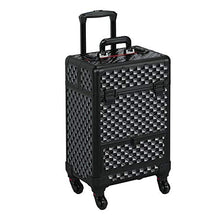 Load image into Gallery viewer, Large BLACK MAKEUP OR NAIL TECH Professional Rolling Travel Train Case