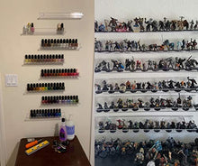 Load image into Gallery viewer, 66-90 Bottles 6 Pack Clear Acrylic Shelf Nail Polish Rack Salon Hanging Wall Display Storage Rack,6 pcs Acrylic Floating Wall Mount