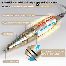 Load image into Gallery viewer, CHAMPAGNE PROFESSIONAL 30,000 RPM Nail Drill for Acrylic Nails