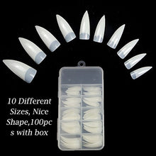 Load image into Gallery viewer, 100PCS Stiletto Nail Tips Shape Natural Half Cover False Nails