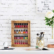 Load image into Gallery viewer, Wall-Mounted Burnt Wood 4-Tier Nail Polish Rack