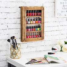 Load image into Gallery viewer, Wall-Mounted Burnt Wood 4-Tier Nail Polish Rack