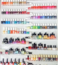 Load image into Gallery viewer, 66-90 Bottles 6 Pack Clear Acrylic Shelf Nail Polish Rack Salon Hanging Wall Display Storage Rack,6 pcs Acrylic Floating Wall Mount