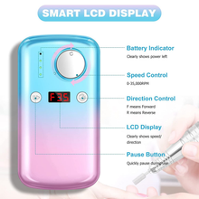 Load image into Gallery viewer, Rechargeable Nail Drill Machine 35000RPM Cordless Electric Nail File Professional Acrylic Nail Drill Kit for Gel Nails Manicure Pedicure Polishing Shape Tools for Home and Salon Use