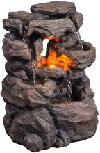 Load image into Gallery viewer, GOSSI Cascading Tabletop Water Fountains with LED Light - Indoor Rockery Waterfall Fountain - Quiet and Relaxing Water Sound - Small 9.7 Inch Desktop Size - Home/Office Decor
