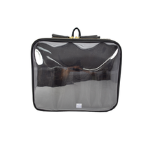 Load image into Gallery viewer, Modella Dual Zipper Ultimate Weekender with Hanging Option and Clear PVC Shell/Classic Black Multi-Compartment Top Handle Bag with Signature Gold Hardware