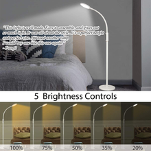Load image into Gallery viewer, Syrinx 3 in 1 LED Floor Lamp, Desk Lamp, Clamp-On Lamp with Remote Control, 5 Brightness Levels & 5 Colors Temperatures, Dimmable, Adjustable Gooseneck Pole Lamp for Living Room Office Bedroom - White