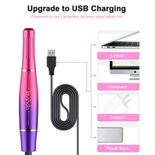 Load image into Gallery viewer, Electric Nail Drill Machine Kit, Lavinda Aurora Portable Upgraded USB Efile Set for Acrylic Gel Nails, 20000RPM with Diamond Drill Bits Nail Clipper and Brush, Home Salon Use