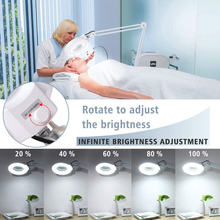 Load image into Gallery viewer, Magnifying Floor Lamp with 5 Wheels Rolling Base for Estheticians - 1,500 Lumens LED Dimmable Light with Magnifying Glass, 8-Diopter Lighted Magnifier for Reading, Crafts, Sewing, Close Work(5X)
