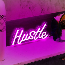 Load image into Gallery viewer, ROYOCE Hustle Neon Sign, Neon Lights for Bedroom Wall Decor, Pink, LED Neon Signs (16X7 Inch)
