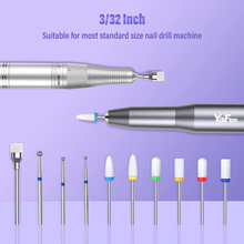 Load image into Gallery viewer, 10Pcs Professional Ceramic Nail Drill Bits Set - Yafex 3/32'' Diamond Carbide Nail Drill Bit Rotary Burrs for Electric Manicure Pedicure Nail File Machine