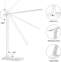 Load image into Gallery viewer, Lepro LED Desk Lamp with USB Charging Port Dimmable Home Office Lamp Touch Control Bright Reading Table Lamp, 3 Color Modes with 5 Brightness Level, Eye Caring Natural Light Modern Task Lamp (White)