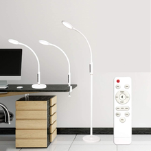 Load image into Gallery viewer, Syrinx 3 in 1 LED Floor Lamp, Desk Lamp, Clamp-On Lamp with Remote Control, 5 Brightness Levels & 5 Colors Temperatures, Dimmable, Adjustable Gooseneck Pole Lamp for Living Room Office Bedroom - White