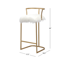 Load image into Gallery viewer, Devon & Claire Celina White Faux Fur Bar Stool