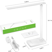Load image into Gallery viewer, Lepro LED Desk Lamp Dimmable Home Office Lamp Touch Control 9W Bright Reading Table Lamp, 3 Color Modes with 5 Brightness Level, Eye Caring Diffused Natural Light, Sleek Modern Task Lamp (White)