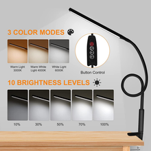 Load image into Gallery viewer, LED Desk Lamp, YOTUTUN Swing Arm Table Lamp with Clamp, Flexible Gooseneck Task Lamp, Eye-Caring Architect Desk Light, 3 Modes 10 Brightness Levels, Memory Function Desk Lamps for Home Office, 12W