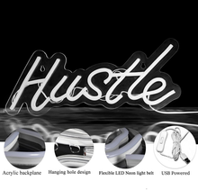 Load image into Gallery viewer, ROYOCE Hustle Neon Sign, Neon Lights for Bedroom Wall Decor, Pink, LED Neon Signs (16X7 Inch)