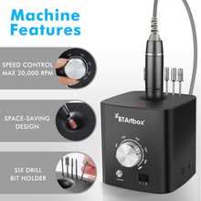 Load image into Gallery viewer, Nail Drill for Acrylic Nails - Professional Nail Drill Machine Btartbox 30000 RPM Electric Efile Nail Drill for Gel Nails Remove Poly Nail Gel Gift for Women Home and Salon Use, Black