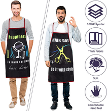 Load image into Gallery viewer, 3 Pieces Waterproof Salon Apron Stylist Apron with 3 Pockets for Women Men Hairdressers Apron Cosmetology Aprons Dog Grooming Aprons Work Smock Apron Funny Barber Hair Cutting Favor