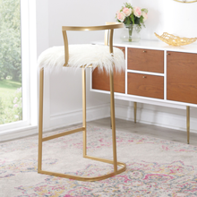 Load image into Gallery viewer, Devon & Claire Celina White Faux Fur Bar Stool