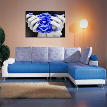Load image into Gallery viewer, Levvarts Modern Canvas Wall Art Fashion Woman Nails Posters Black and Blue Rose Flower Pictures Painting for Beauty Salon Ladies Makeup Dressing Room Decor Ready to Hang