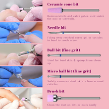 Load image into Gallery viewer, 30 Pieces Nail Drill Bits Set Kit with Box, 3/32 Ceramic Nail Drill Bit Set Efile Bits, Diamond Nail Drill Bits for Nails Cuticle Remover Manicure Pedicure