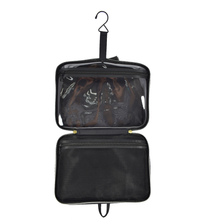 Load image into Gallery viewer, Modella Dual Zipper Ultimate Weekender with Hanging Option and Clear PVC Shell/Classic Black Multi-Compartment Top Handle Bag with Signature Gold Hardware