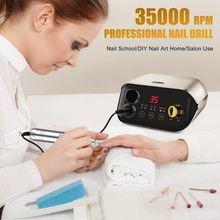 Load image into Gallery viewer, Professional Nail Drill Machine 35000 Rpm with Foot Pedal and Forward/Reverse Rotation,Juemel Electric Nail File for Gel Nails,Acrylic,Manicure Pedicure Polishing Shape Tool Kit 125Pcs,Nail Drill Bits