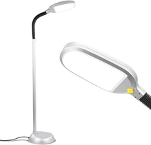 Load image into Gallery viewer, Brightech Litespan - Bright LED Floor Lamp for Crafts and Reading - Estheticians' Light for Lash Extensions - Natural Daylight Lighting for Office Tasks - Adjustable Gooseneck Pole Lamp (Titanium Silver)