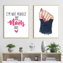 Load image into Gallery viewer, Fashion Pink Makeup Nails Canvas Wall Art Print Nordic Poster Cartoon Nail Polish Posters Prints Wall Art Nails Art Picture Girl Beauty Salon Prints Pop Art for Nails Salon Wall Decor Unframed