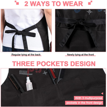 Load image into Gallery viewer, 2 Pieces Hair Stylist Apron Hairstylist Salon Apron with Rhinestone Tools and 3 Pockets Waterproof Hairdresser Barber Aprons