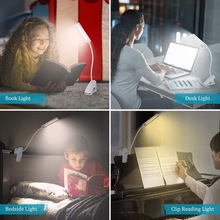 Load image into Gallery viewer, LED Reading Light with Clip - Deaunbr USB Rechargeable Book Lights , Eye Protection 24 Leds Flexible Neck Night Bed Lamp, Touch Control Portable Clamp Desk Lamps for Bed Headboard, Computers