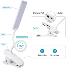 Load image into Gallery viewer, LED Reading Light with Clip - Deaunbr USB Rechargeable Book Lights , Eye Protection 24 Leds Flexible Neck Night Bed Lamp, Touch Control Portable Clamp Desk Lamps for Bed Headboard, Computers