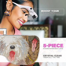 Load image into Gallery viewer, Dicfeos Magnifying Glass with Light for Close Work, Headband Magnifier with Light, with 5 Lenses, Perfect for Jewelry, Arts , Crafts, Painting and DIY