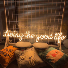 Load image into Gallery viewer, Neon Sign Living the Good Life-Custom Personalized Home Wall Decor LED Neon Light Signs Large Indoor Happy Birthday Wedding Christmas Living Room Business Gift Adult Girl Boy Women-Warm White,20 IN