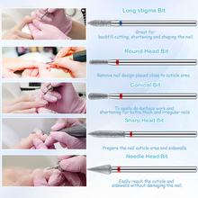 Load image into Gallery viewer, 60 Pieces Diamond Nail Drill Bit Set Electric Cuticle Cleaner 3/32 Nail File Ceramic Nail Drill for Acrylic Manicure Pedicure Gel Nails Home Salon Use