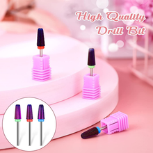Load image into Gallery viewer, 3 Pieces Nail Carbide 5 in 1 Bit, Nail Drill Bits Set-2 Way Rotate Use for Both Left to Right Handed, 3/32 Inch Shank Size Drill Machine for Fast Remove Acrylic or Hard Gel (Purple)