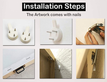 Load image into Gallery viewer, Beauty Fashion Girl with Black Makeup Canvas Art Wall Picture for Salon Decor Women Black Manicure Nail Art Poster Painting Framed Artwork Home Decorations Ready to Hang(60''Wx32''H)