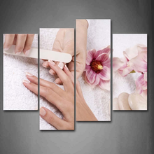 Load image into Gallery viewer, Pink Flowers Cabblestones Someone Is Nail-Painting Wall Art Painting Pictures Print on Canvas Art the Picture for Home Modern Decoration