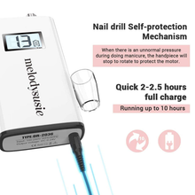Load image into Gallery viewer, Melodysusie Professional Rechargeable 30000 Rpm Nail Drill, Portable Electric E File Scamander, Acrylic Gel Grinder Tools with 6 Bits and Sanding Bands for Manicure Pedicure Shape Carve Polish (White)