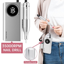 Load image into Gallery viewer, YOKE FELLOW Rechargeable 35000RPM Nail Drill, Portable Nail Drill Machine Electric Nail E File Manicure Drill Set High Speed Nail Tools for Nail Salon, Silver