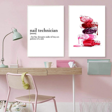 Load image into Gallery viewer, VLOLIFE Nail Polish Canvas Wall Art Makeup Illustration Beauty Vanity Poster Prints Wall Decor Nail Manicurist Gift Fashion Nails Salon Wall Art Posters Prints Unframed, 16X24Inchx2 Unframed