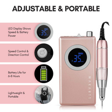 Load image into Gallery viewer, Makartt Rechargeable Nail Drill Electric Nail File Pink Stephanee 35000RMP Professional Nail Drill Kit Portable E File Manicure Drill for Acrylic Nails Poly Nail Gel Polish Nail Extension Gel B-18