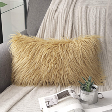 Load image into Gallery viewer, Phantoscope Merino Style Faux Fur Series Decorative Throw Pillow Bundle, 12" X 20"/18" X 18", Yellow, 2 Pack