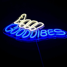 Load image into Gallery viewer, Good Vibes Neon Sign Light for Wall Décor Good Vibes Only Hand Neon Signs Bedroom Game Room Light up LED Wall Sign Cool Things for Teen Room Sign Gamer Gift Party Holiday (2 - Good Vibes - Blue)