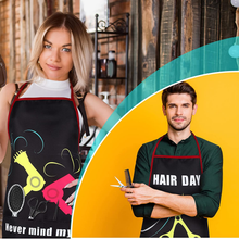 Load image into Gallery viewer, 3 Pieces Waterproof Salon Apron Stylist Apron with 3 Pockets for Women Men Hairdressers Apron Cosmetology Aprons Dog Grooming Aprons Work Smock Apron Funny Barber Hair Cutting Favor